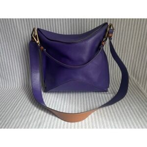Aquatalia Purple Leather Hobo Bag Made in Italy Brass Hardware Shoulder Bag